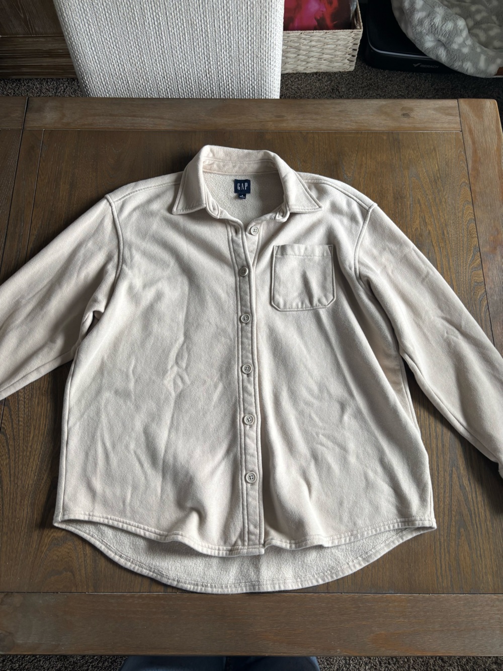 GAP Beige Button-Up Long Sleeve Shirt